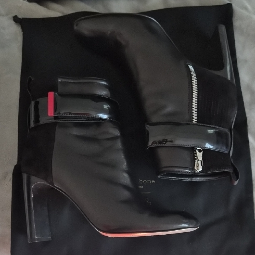 Rag & Bone Black Patent Leather Heeled Boots